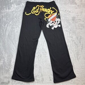Ed Hardy Sweatpants Women M (30X32) Black Love Kills Slowly Flare Leg